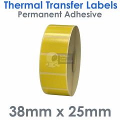 Yellow labels 38mm x 25mm thermal transfer