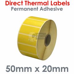 50mm x 20mm yellow labels direct thermal