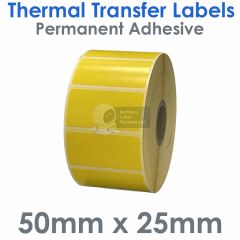 Yellow labels 50mm x 25mm thermal transfer