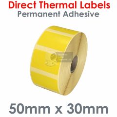 Yellow labels 50mm x 30mm direct thermal