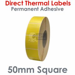 Yellow 50mm square direct thermal labels