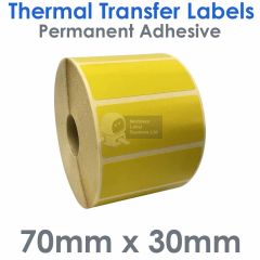 Yellow labels 70mm x 30mm thermal transfer