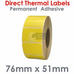 Yellow labels 76mm x 51mm direct thermal