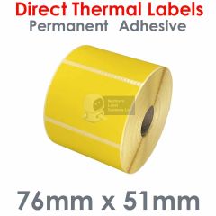 Yellow labels 76mm x 51mm direct thermal