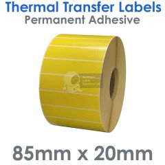 Yellow labels 85mm x 20mm thermal transfer