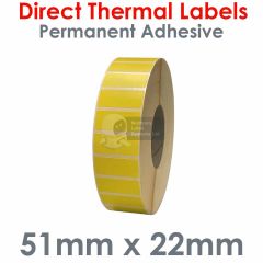 Yellow direct thermal labels 51mm x 22mm