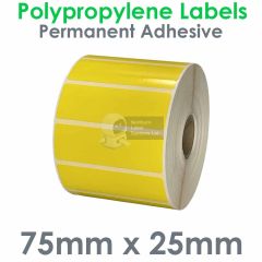 Yellow polypropylene labels 75mm x 25mm waterproof