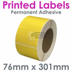 76mm x 301mm Yellow Gloss Polypropylene Racking Labels