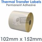 102mm x 152mm white thermal transfer labels