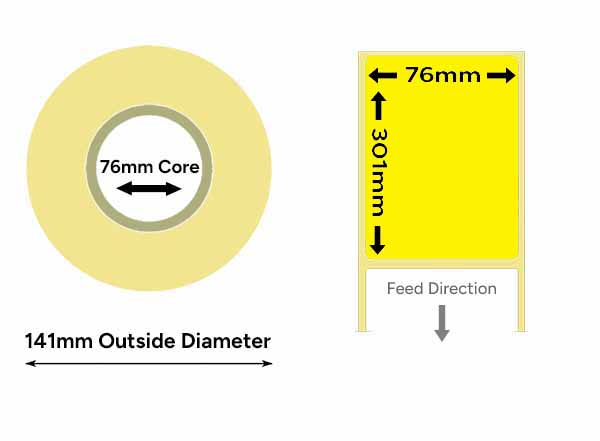 Racking Labels Yellow 76mm x 301mm